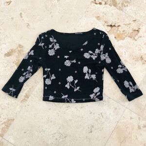 Rose Print Sparkly Keyhole Crop Top